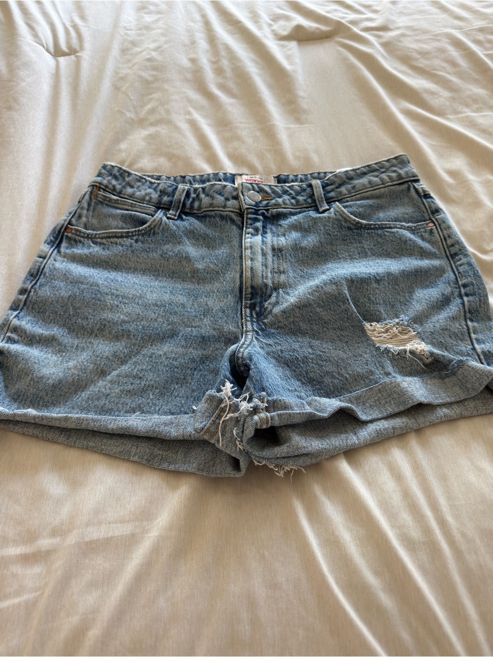 Vintage Wrangler Light Blue Distressed Jean Shorts